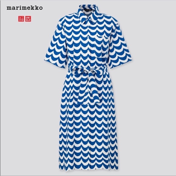 🌊 Marimekko for Uniqlo Blue and White Wave Pattern Dress
**runs Irg** - Picture 1 of 10